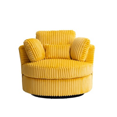 Dolonm 360° Swivel Accent Chair: Plush Corduroy, 400lb Capacity, Reversible Cushions & 4 Pillows for Living Room