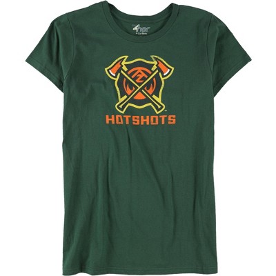 G-III Sports Womens Distressed Hotshots Logo Graphic T-Shirt