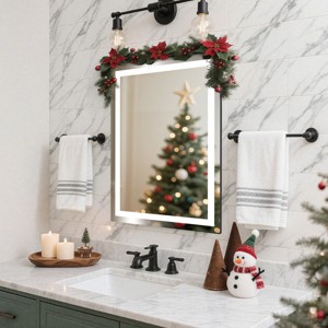 EROMMY Rectangle Led Frameless Wall Mounted Bathroom / Vanity Mirror, High Lumen/Anti-fog - 1 of 4