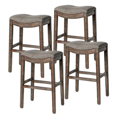 Maven Lane Adrien Upholstered Backless Saddle Kitchen Stool, Set of 4