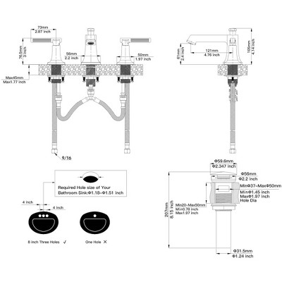 Brushed Nickel Widespread 2-Handle Bathroom Faucet with Drain Assembly