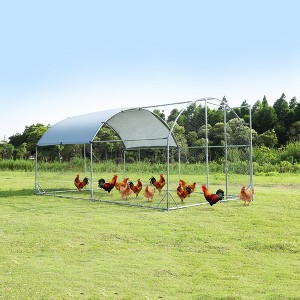 Large Metal Chicken Coop, 9.2'W x 12.5'L x 6.5'H Walk-in Poultry Cage, Chicken Run Pen House with Waterproof Anti-Ultraviolet Cover for Yard, Farm - 1 of 4