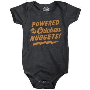 Powered By Chicken Nuggets Baby Bodysuit Funny Sarcastic Food Graphic Novelty Jumper For Infants - Crazy Dog Baby Bodysuit - 1 of 4