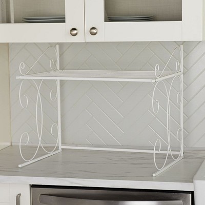 White Metal Freestanding Over-the-Microwave Shelf Organizer