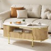 48 Inch Oval Coffee Table with Storage, Modern Luxury Coffee Table with Drawer and Faux Marble Top - 3 of 4