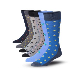 JAMES FIALLO Mens 6 Pairs Fashion Southwestern Vibes Desert-Inspired Colorful Patterned Crew Dress Socks - 1 of 4