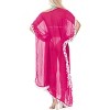 LA LEELA Women's House Daily Routine Evening Wear Loungewear Sheer Solid Casual Cover Up Relaxed Caftan Maxi Dresses for Women XL-XXL Pink, Solid - 3 of 4