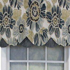 RLF Home Verona Petticoat Modern Premium Design Printed Valance 3" Rod Pocket 50" x 15" Blue/Gray - 1 of 4