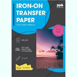 PPD Dark Iron-On Transfer Paper 11x17" 10 sheets for Inkjet Printers - 1 of 4