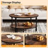 Round Coffee Table, Rustic Center Table with Storage Shelf, 2-Tier Wood Circle Coffee Table with Sturdy Roman Column Metal Legs - 3 of 4
