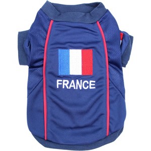 Parisian Pet 'Team France' Jersey - France National Team Pet Apparel, Dog Sports Jersey for Soccer Fans, World Cup Dog Shirt for Dogs & Cats, Blue - 1 of 2