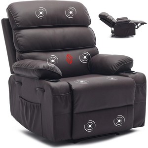 Garvee PU Leather Extra Wide Manual Recliner - Massage, Heat, 1.5X Sponge Comfort Arm and Back, High Backrest, Adjustable Recliner - 1 of 4