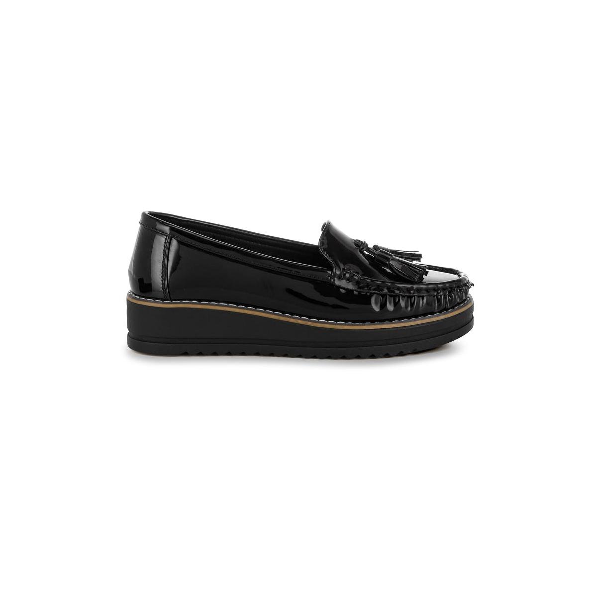 Женские туфли London Rag Womens Strelka Tassel Detail Flatform Loafers Black 9 — фото 2