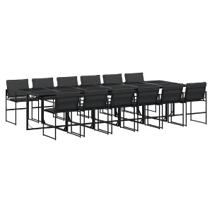 vidaXL Patio Dining Set with Cushions Garden Outdoor Furniture Black Textilene - 1 of 4