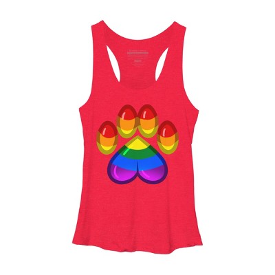 Adult Design By Humans Rainbow Pride Heart Pawprint By leashonlife Racerback Tank Top