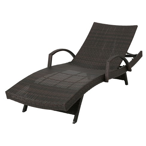 Salem Wicker Adjustable Chaise Lounge With Arms - Brown - Christopher