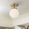 Possini Euro Design Jilly Modern Ceiling Light Semi Flush Mount Fixture 6 3/4" Wide Warm Antique Brass White Glass Globe Shade for Bedroom Living Room - 2 of 4