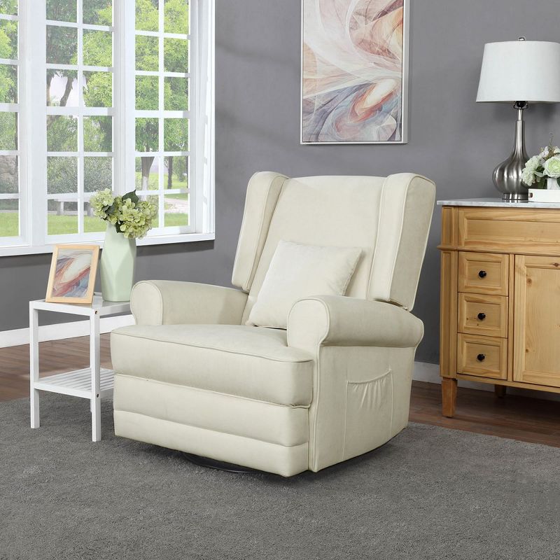 Evolur Melbourne Upholstered Seating Wing Back Glider Swivel Chair, 5 of 6
