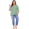 Agnes Orinda Women's Plus Size Floral V Neck 3/4 Sleeve Chiffon Work Tunic Blouse - 3 of 4