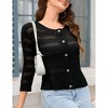 Women's 3/4 Sleeve Cardigan Shrugs Casual Soft Knit Crewneck Button Down Hollow Out Crochet Sweater - 4 of 4