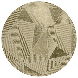 Khaki Brown And Beige Geometric Washable Indoor Outdoor Area Rug - 1 of 4