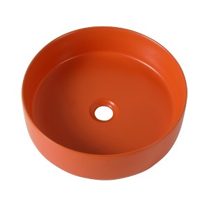 ChicFurnit Bathroom Sinks Ceramic Circular Vessel Sink Stylish Appearance for Bathroom, Orange, 15.7"*15.7"*4.7" - 1 of 4