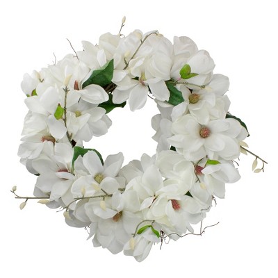 Northlight White Magnolias Artificial Spring Wreath - 24-Inch, Unlit