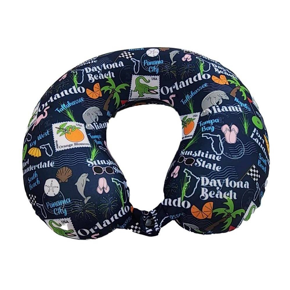 WOLF State Souvenir Printed Spandex Memory Foam Travel Neck Pillow Florida