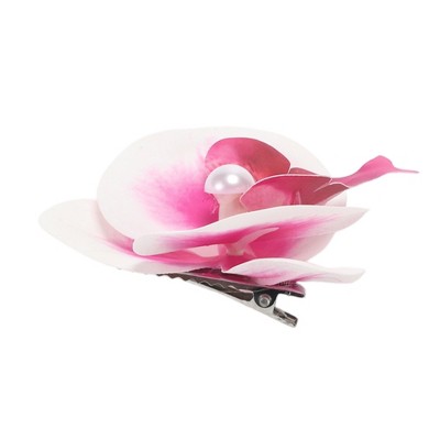 Unique Bargains Women's Grace Flower Hair Clip 3.54"x3.15"x1.14" White Purple 1 Pc