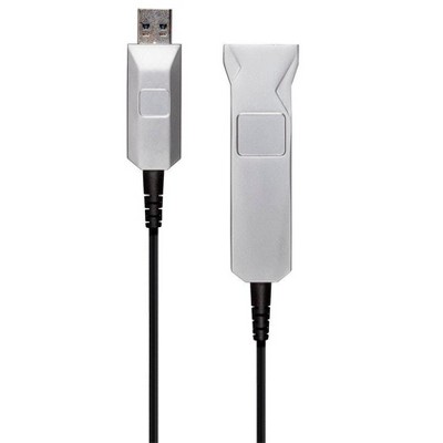  Monoprice USB-A to USB-A Female 3.0 Extension Cable - 65.6 Feet - Silver | Fiber Optic - SlimRun 