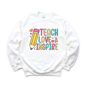 Simply Sage Market Women's Graphic Sweatshirt Teach Love Inspire Pencil - 1 of 4