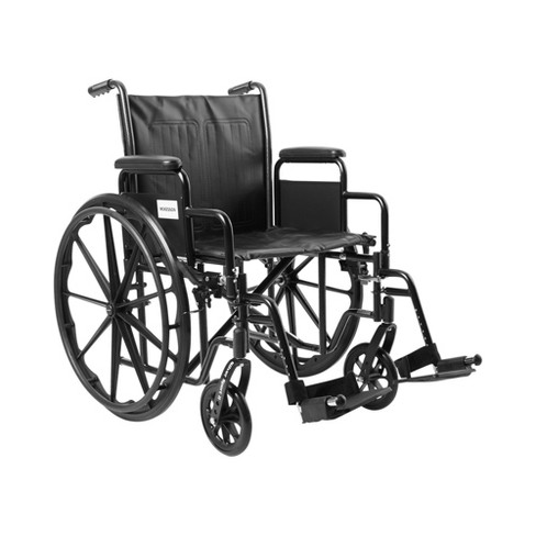 McKesson Wheelchair - Detachable Arms, Swing-Away Footrests - Black, 250  lbs Weight Capacity, 1 Count