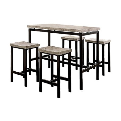 Simple Relax 5 Piece Counter Height Table Set in Natural Tone and Gray Finish