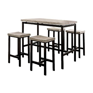 Simple Relax 5 Piece Counter Height Table Set in Natural Tone and Gray Finish - 1 of 4