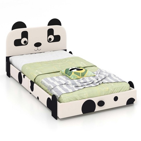 Costway Twin Size Kids Bed Toddler Upholstered Low Profile Bed Frame with  Panda Headboard