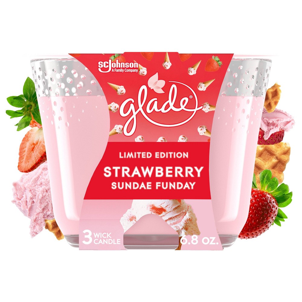 Glade 3-Wick Candle - Strawberry Sundae Funday - 6.8oz