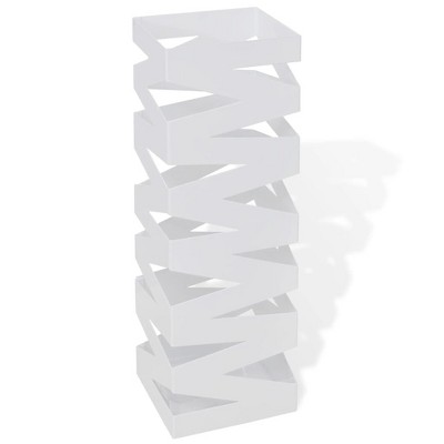 vidaXL Umbrella Stand White Powder-coated steel Medium Decorative Inlays