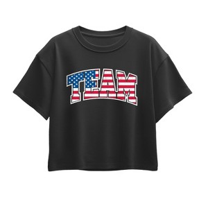 Girls' - Instant Message - Team Usa Short Sleeve Boxy Graphic T-Shirt - 1 of 4