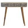 Solid Wood Edessa Bone Inlay Console Table, Oak-ish Finish, 2 Drawers, Boho Nordic Design - 2 of 4