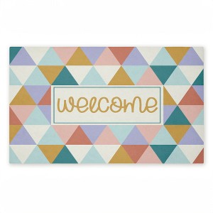 Stupell Industries Welcome Pastel Geometric Printed Outdoor Door Mat, design by Angela Nickeas, 18"x30" - 1 of 4