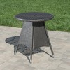 25.75 Inch Outdoor Dining Table, Round Patio Dining Table, Metal Frame Resin Wicker Bistro Table, Outdoor Furniture - 4 of 4