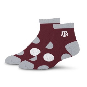 NCAA Texas A&M Aggies Big Dot Fuzzy Sleep Soft Socks: Ankle Knit Polka Dot Design - 1 of 3