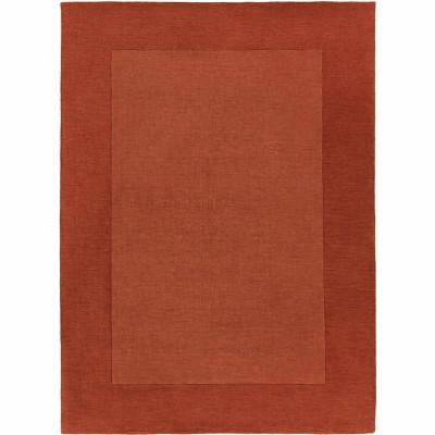 Hauteloom Bordered Solid Brick Red Wool Rug