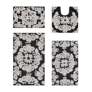 Medallion Collection 4 Piece 100% Cotton Tufted Bathroom Rug Set  with Non-Slip Backing, Machine Washable, Tumble Dry Bath Mat - 1 of 4