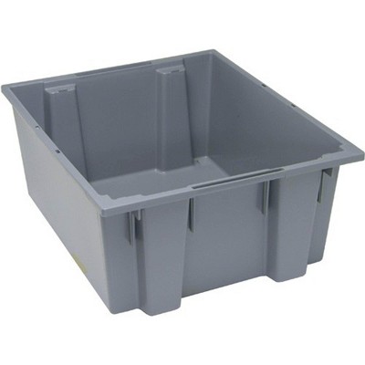 Quantum Storage Systems Stack And Nest Tote, 23-1/2"W X 19-1/2"D X 10"H, Heavy Duty, 2.00 Cu. Ft. Capacity, Gray Polypropylene