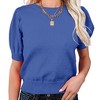 Coolmee Women's Puff Short Sleeve Sweater Tops Fashion Business Casual Knit Crew Neck T Shirts Outfits Work Blouses Clothes - 2 of 3