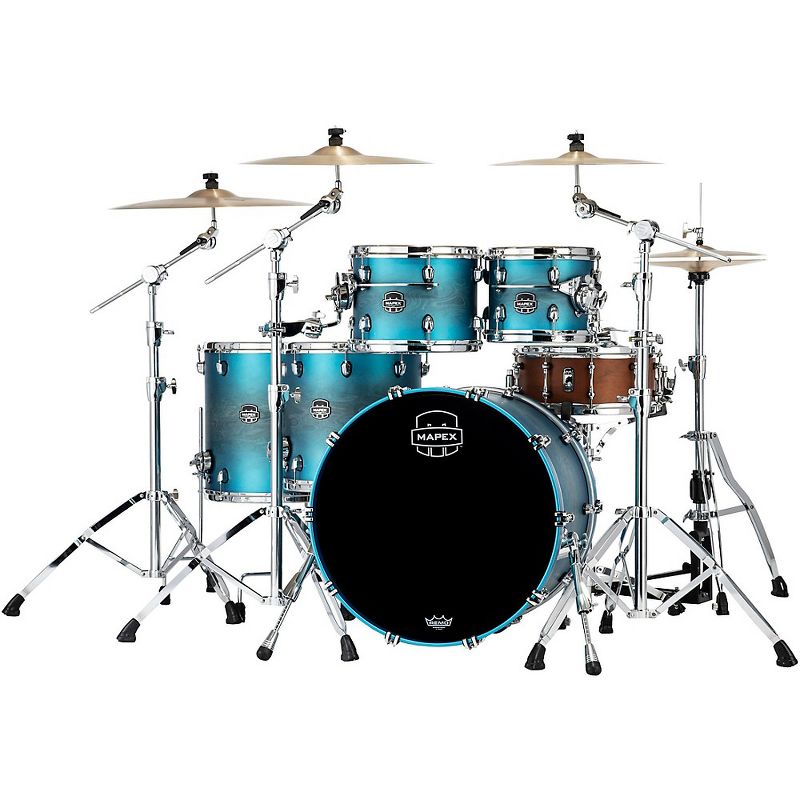 Mapex Saturn Evolution Workhorse Maple 5-Piece Shell Pack With 22" Bass Drum Exotic Azure Burst, 3 of 4