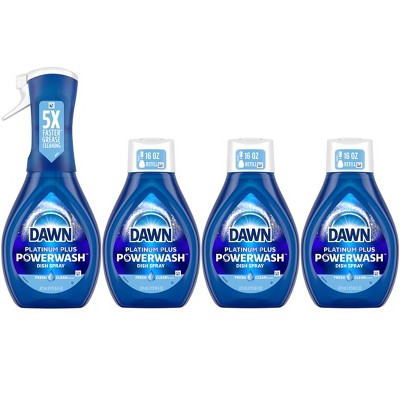 Dawn Powerwash Spray, Dish Soap, Dishwashing Liquid, Fresh, 1 Starter Kit + 3 Refills, 64 Fl Oz