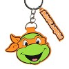 TMNT Michelangelo Rubber Character Design Air Tag Holder Keychain Wristlet with Lobster Clasp and 2"Rubber Michelangelo Pendant Multicolored - 2 of 4
