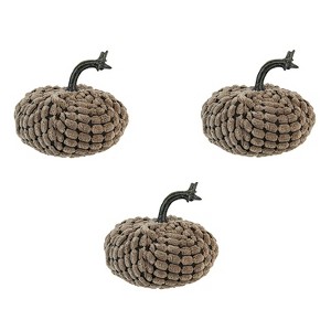 Yukimo Set of 3 Brown Pumpkin Decor, 8.3x8.3x5.5 Inch Fall Harvest Ornaments for Thanksgiving and Festival Tabletop Displays - 1 of 4